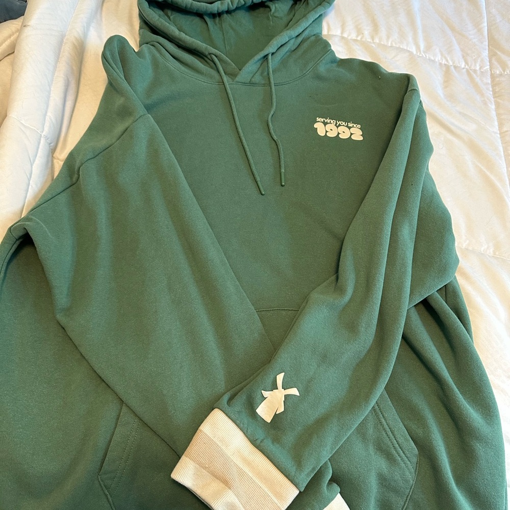 Green Hoodie with Embroidered Details